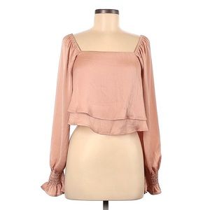 Pink Silky Cropped Blouse